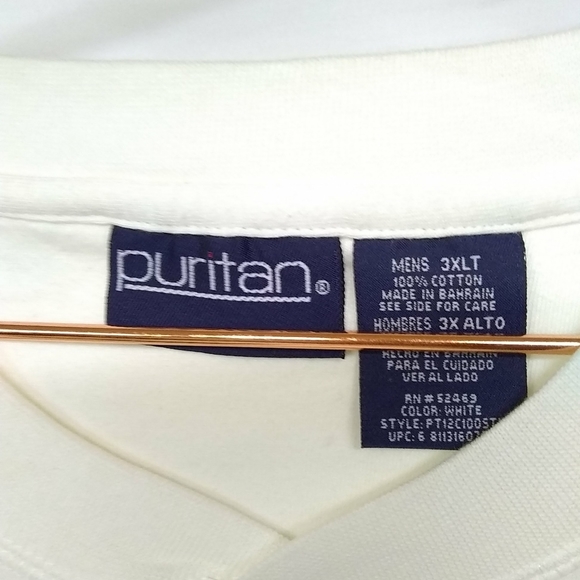 Puritan Mens Shirt White Polo Short Sleeve Button Down 3XL/50 - Picture 2 of 5